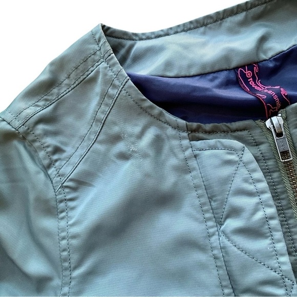 Tough Jeansmith Lightweight Nylon Zip Bomber Flight Jacket Blue-Gray Size Small - Picture 6 of 9